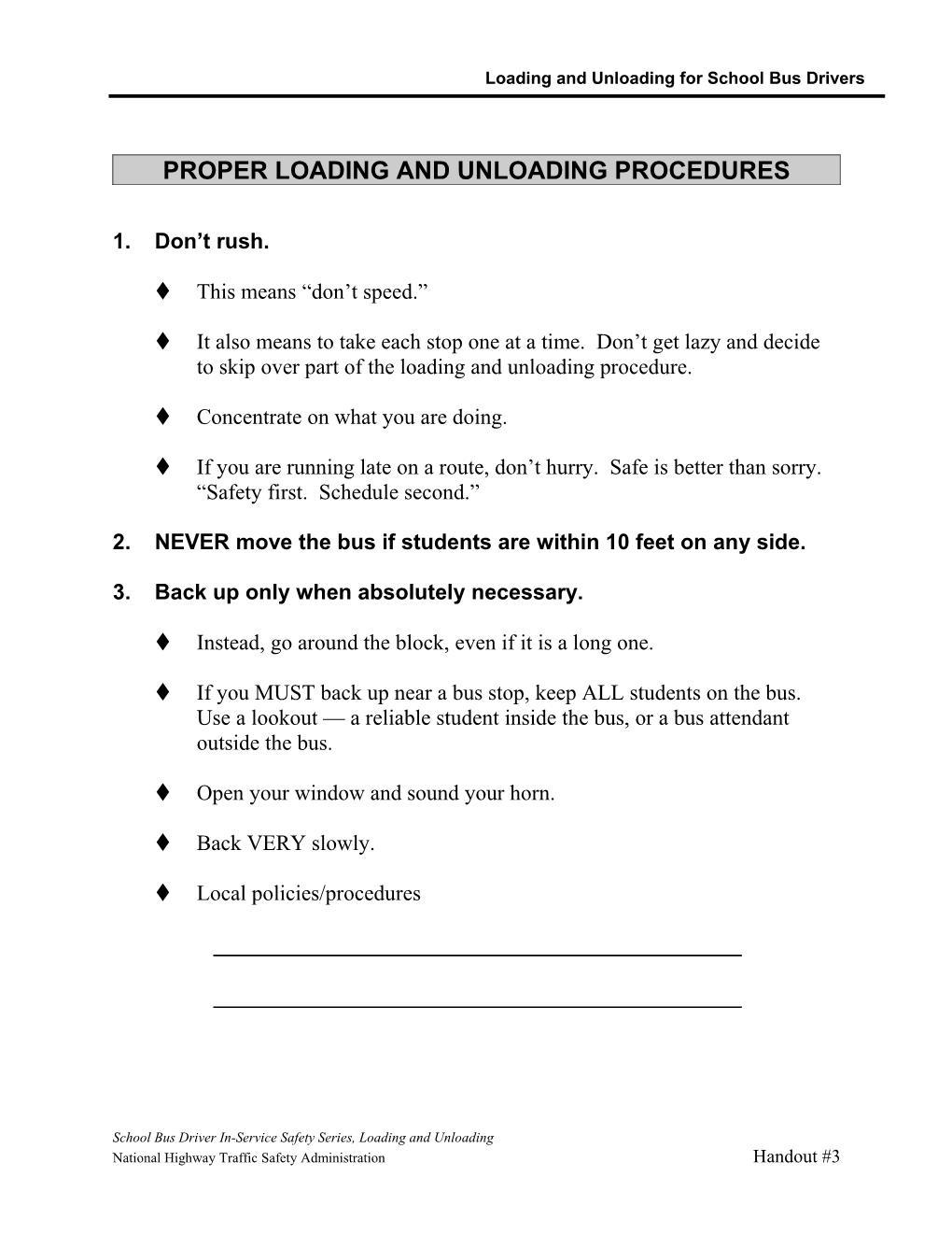 Proper Loading and Unloading Procedures