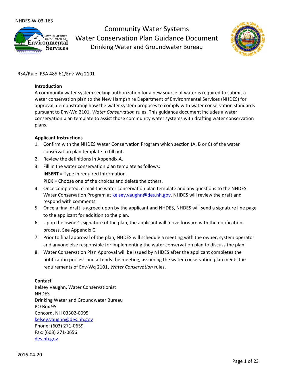 Water Conservation Plan Guidance Document