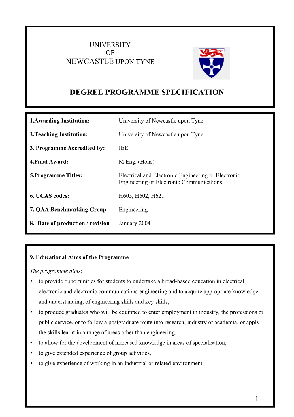 2.Teaching Institution:University of Newcastle Upon Tyne