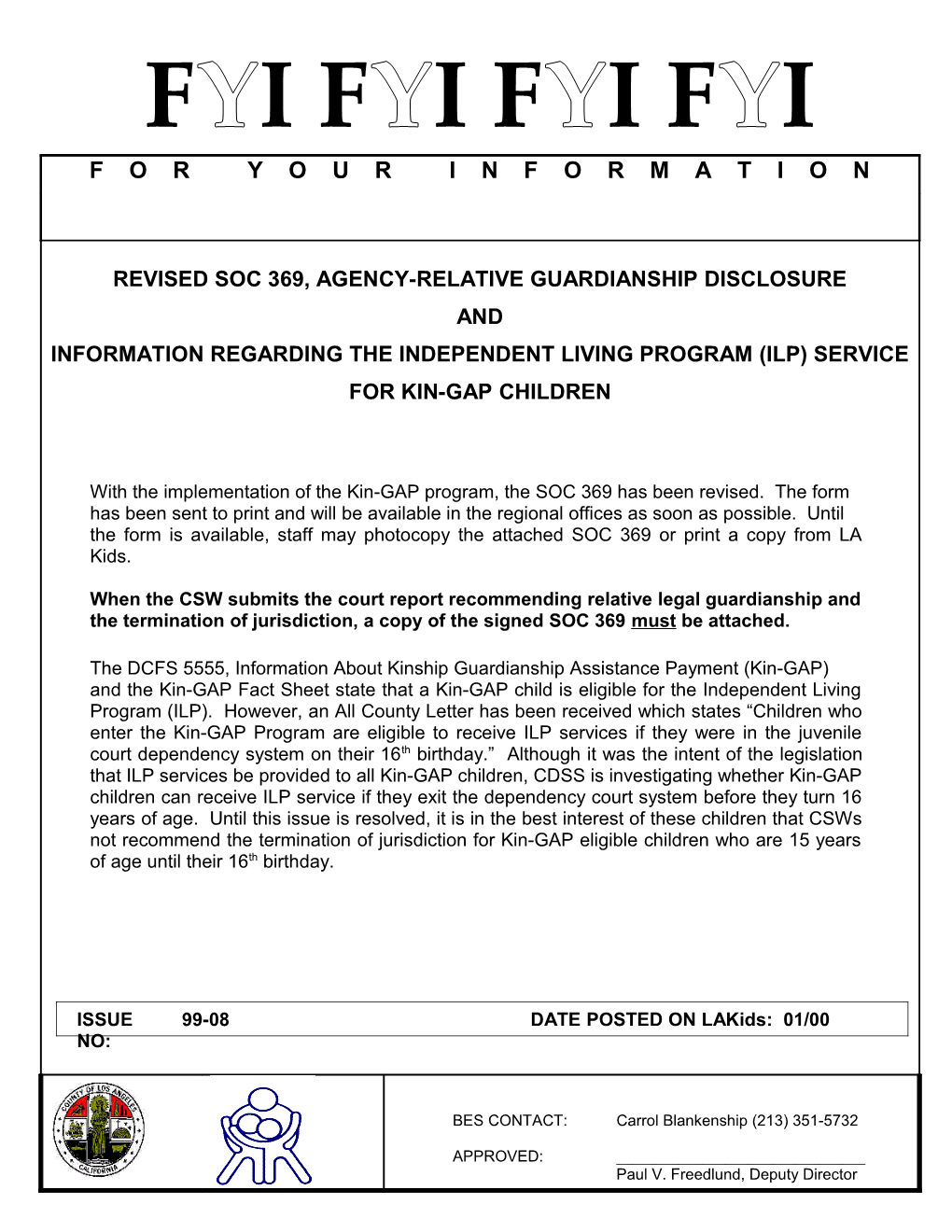 Revised SOC 369 & ILP for Kin-GAP Children