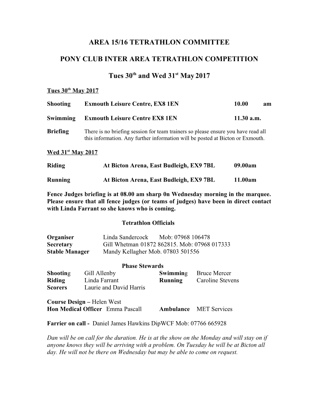 Pony Club Area 14/15/16 Tetrathlon