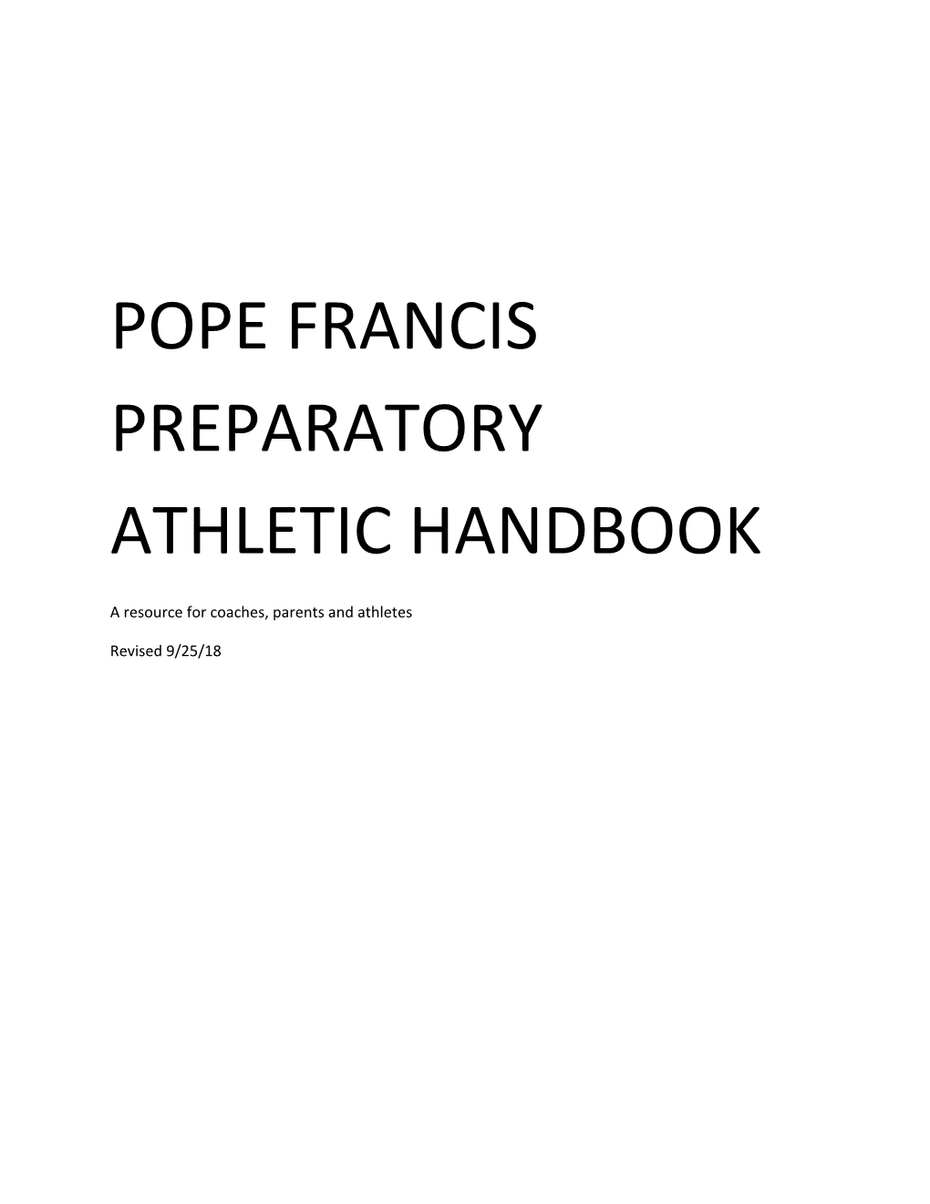 Pope Francis Preparatory Athletic Handbook