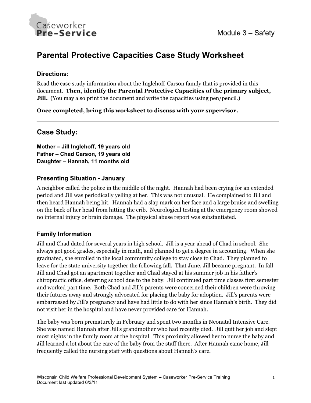 Parental Protective Capacities Case Study Worksheet