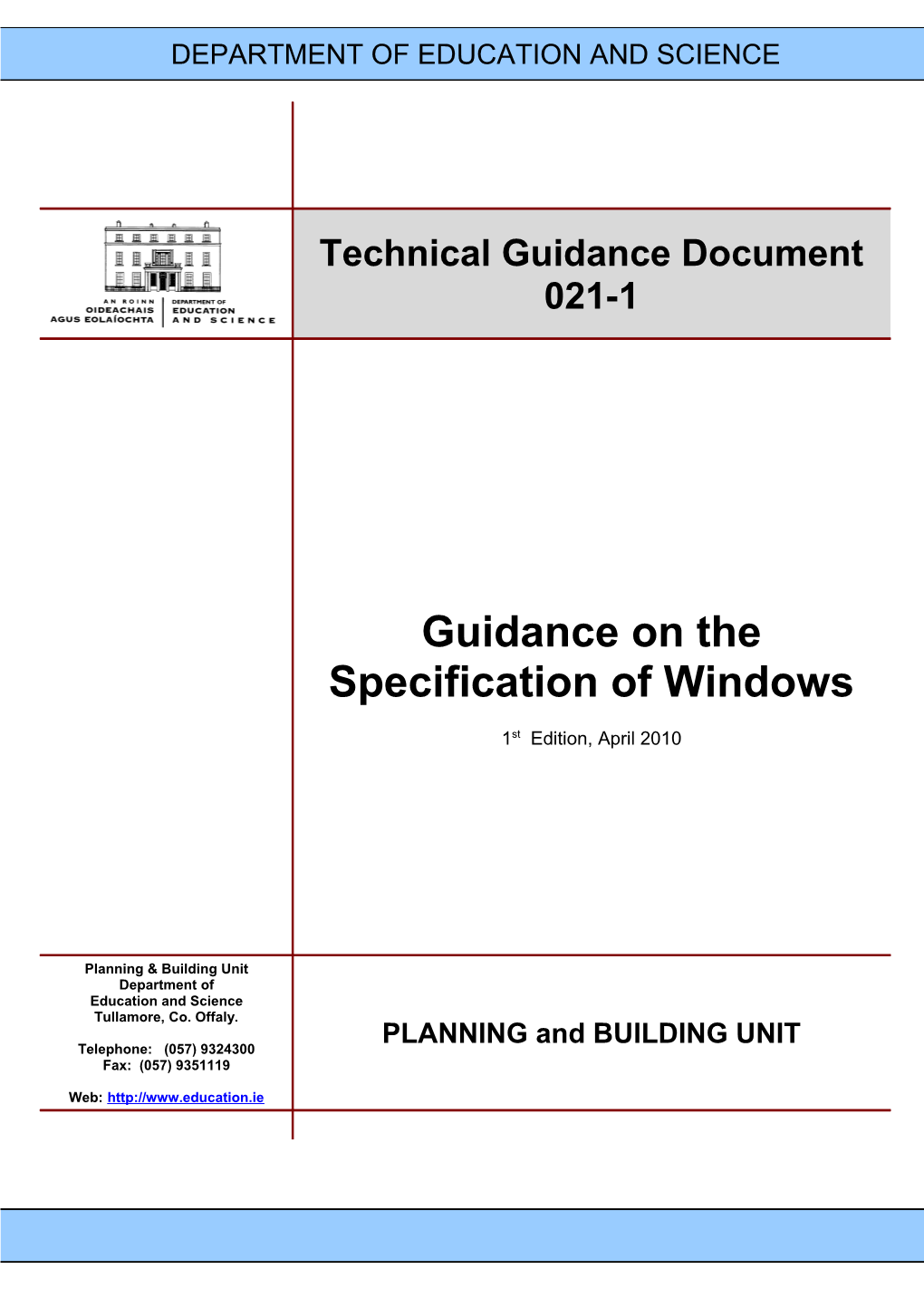 Guidance on the Specification of Windows