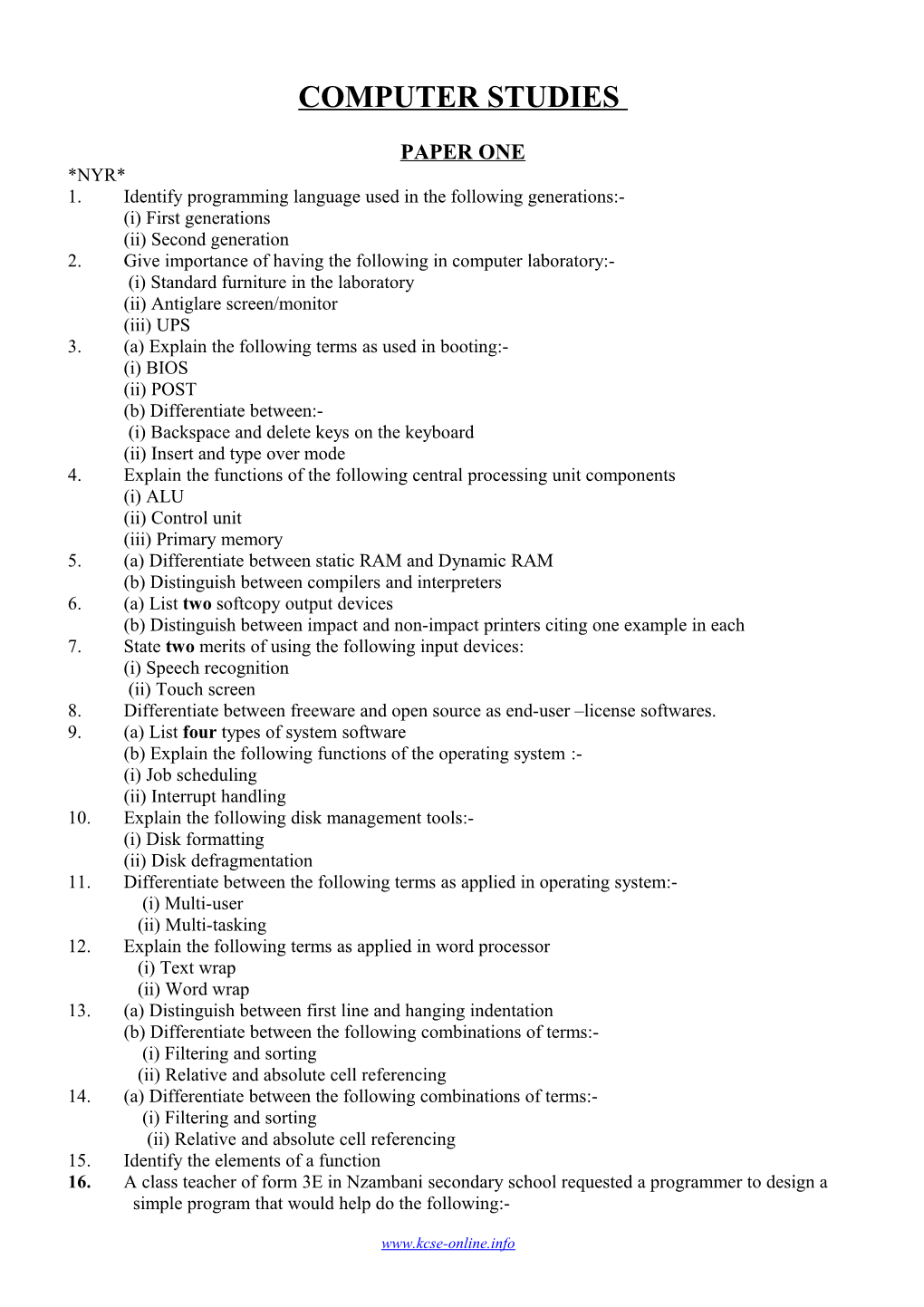 1. Identify Programming Language Used in the Following Generations:- (I) First Generations