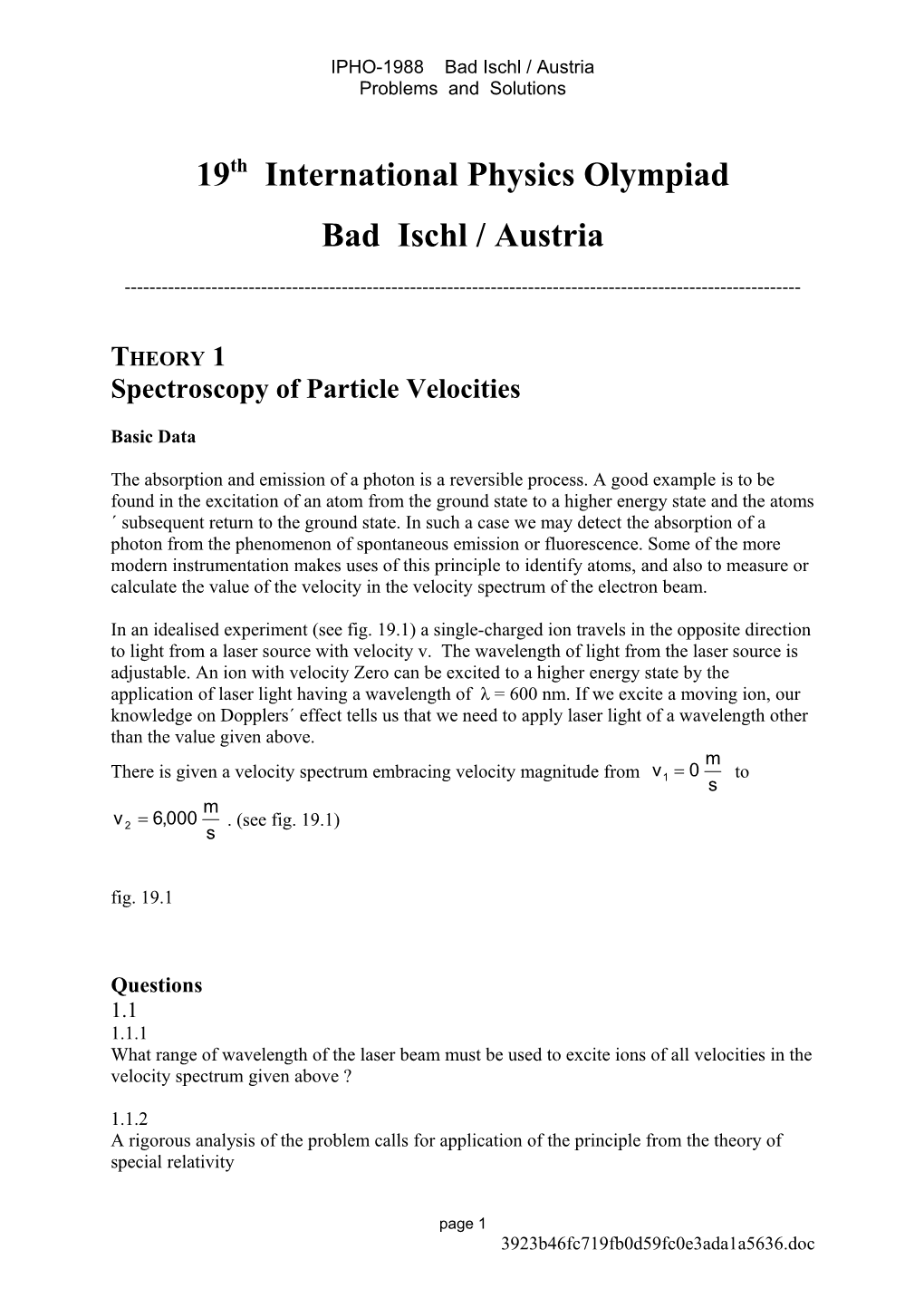 19Th International Physics Olympiad