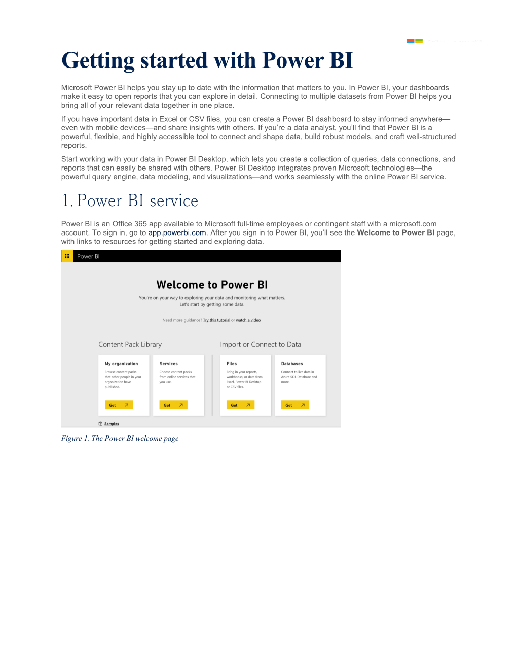 Page 1 Getting Started with Power BI