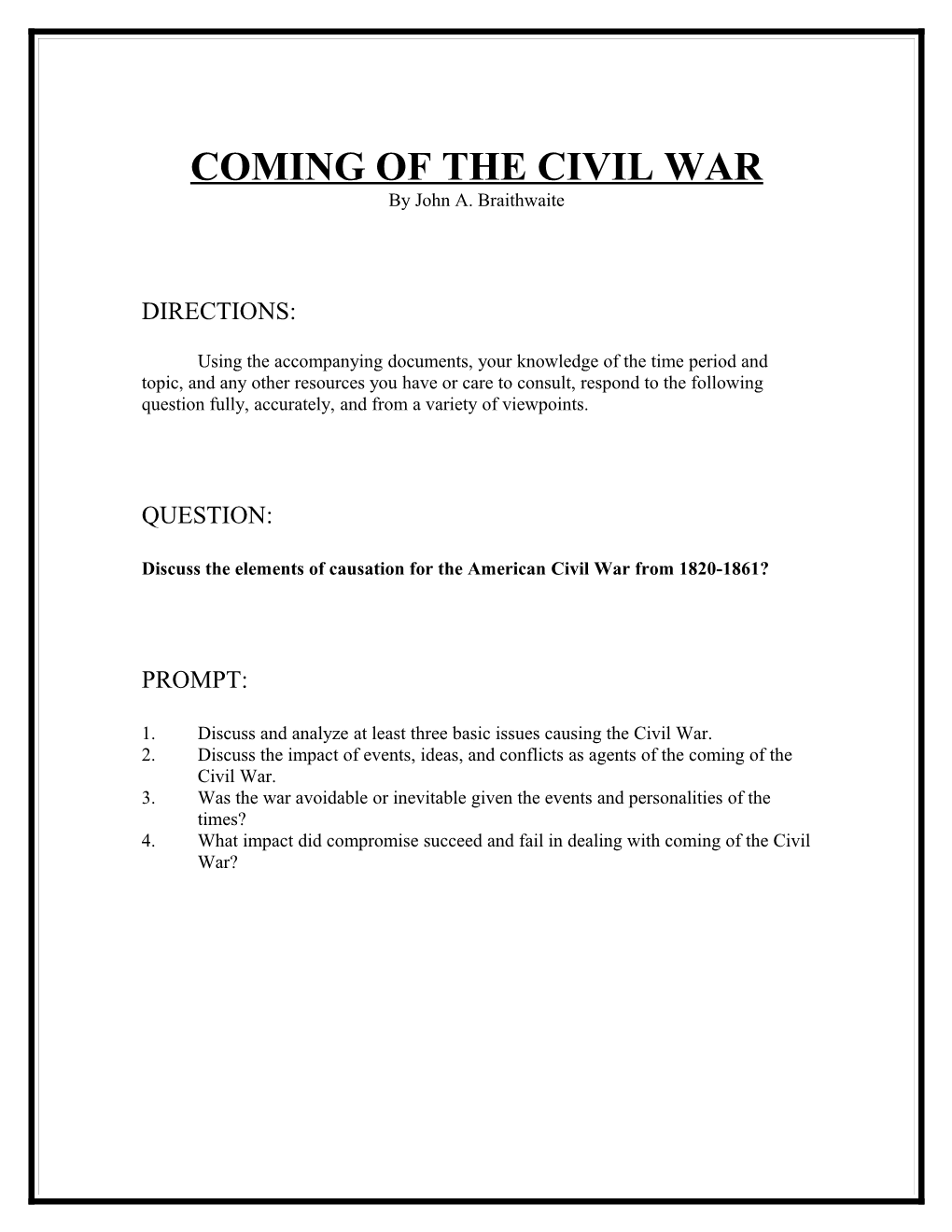 Coming of the Civil War