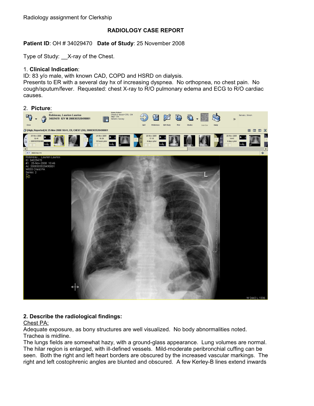 Radiology Assignment for Clerkship