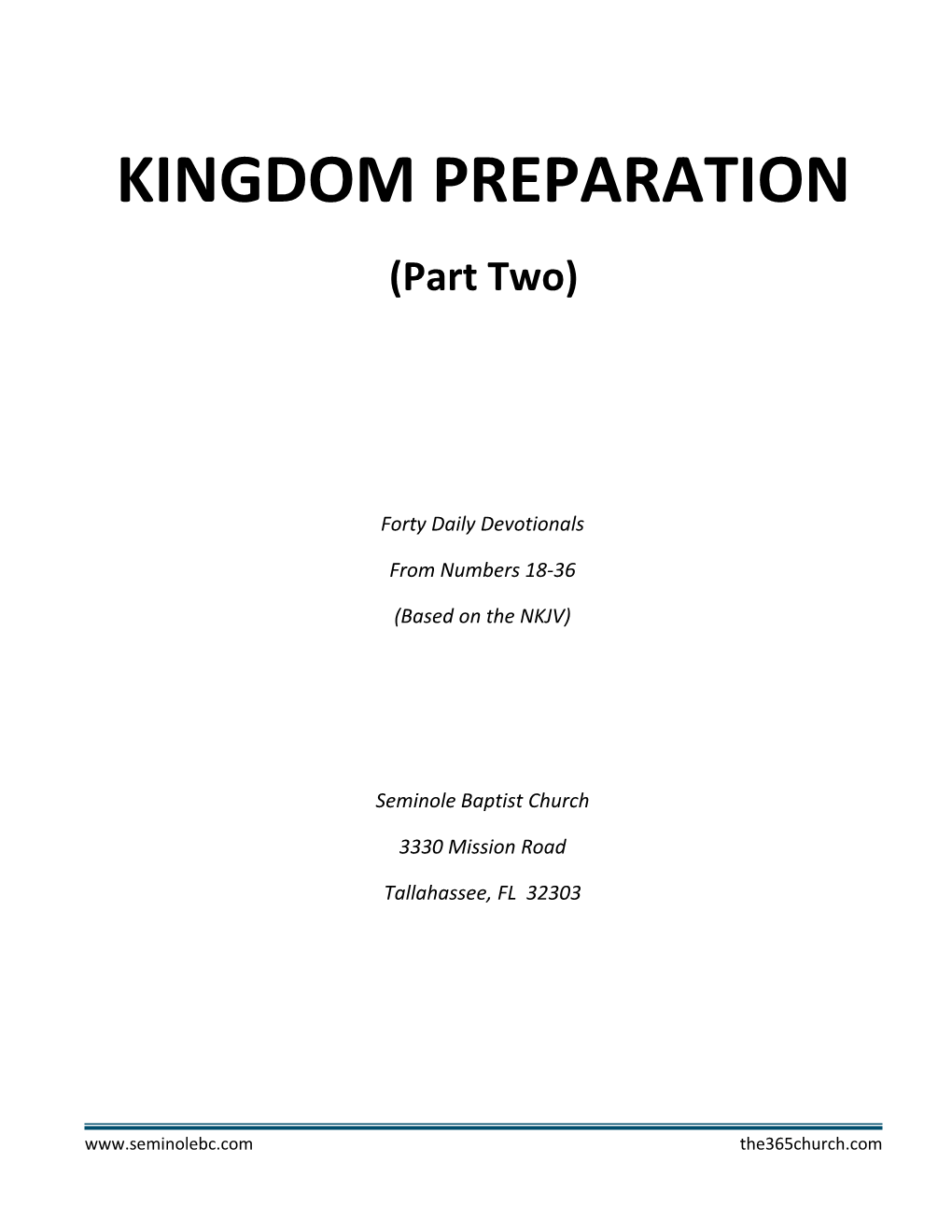 KINGDOM PREPARATION (Part Two)