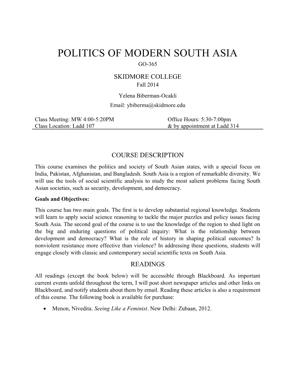 Politics of Modern South Asia