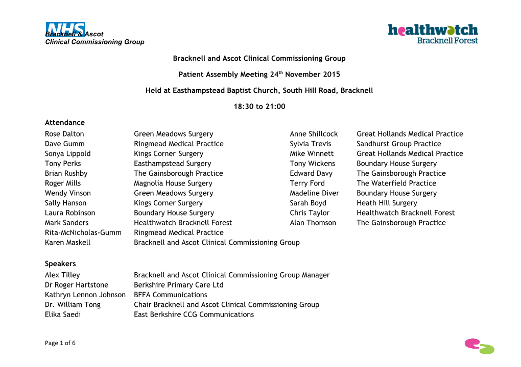 Bracknell and Ascot Clinical Commissioning Group