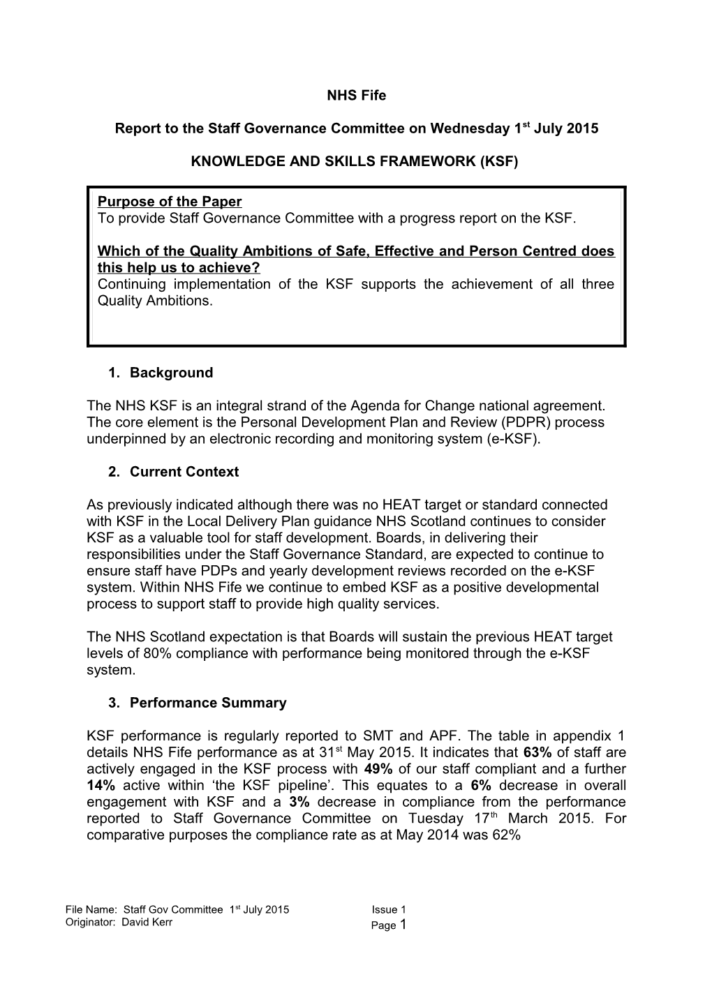 Knowledge and Skills Framework (Ksf)