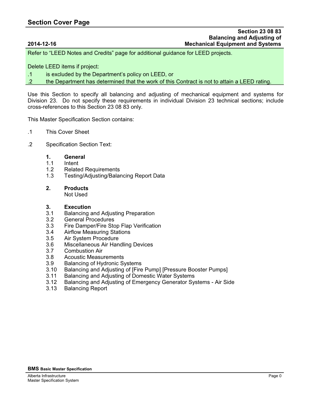 23 08 83 (15954) - Balancing and Adjusting of Mechanical Equipment and Systems