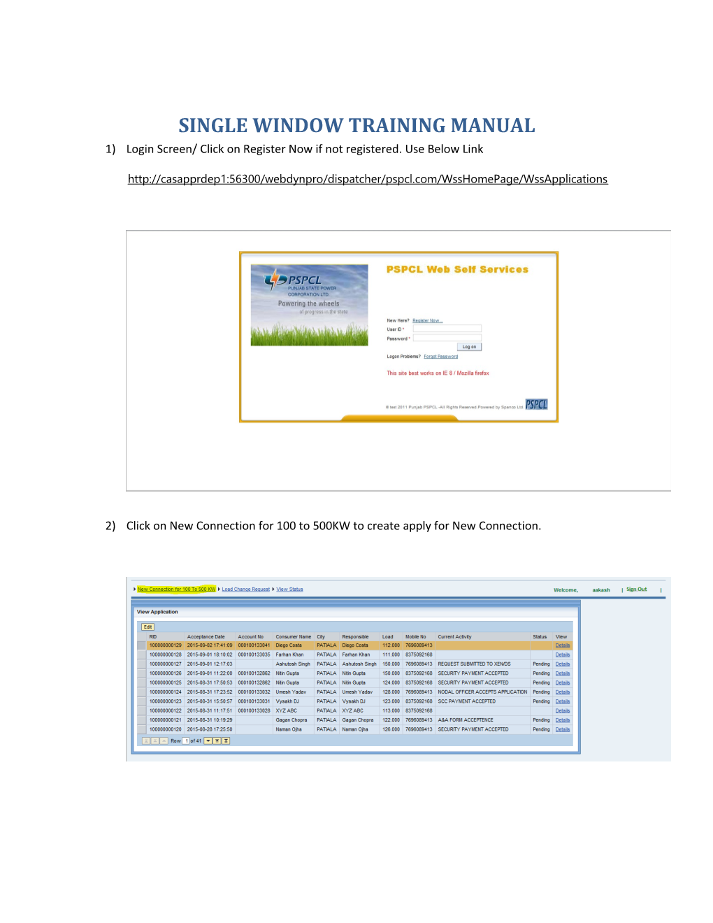 Single Window Training Manual