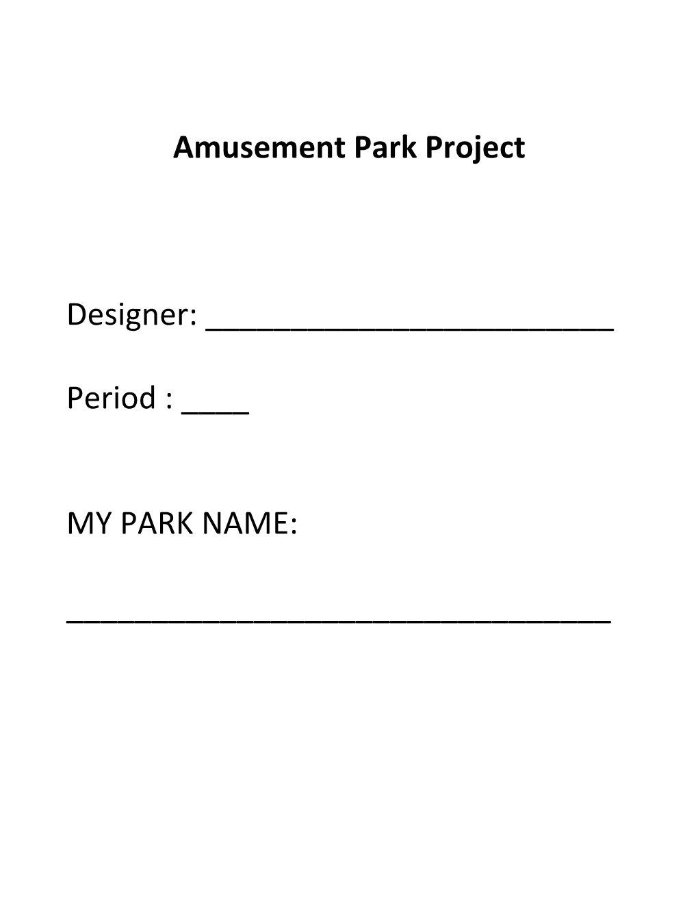 Amusement Park Project