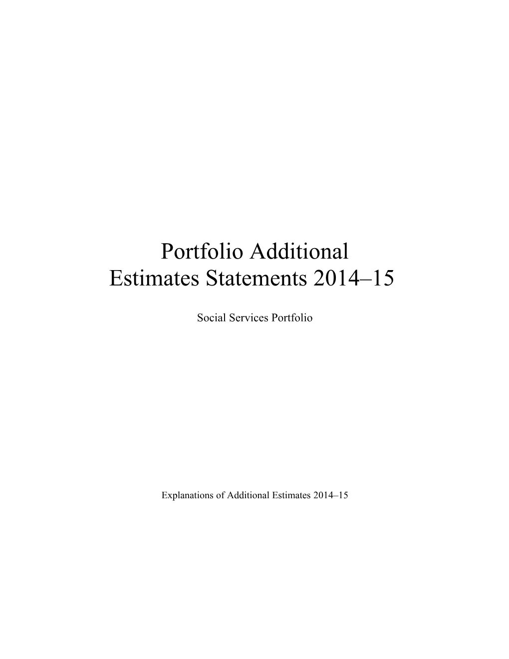 Portfolio Additional Estimates Statements2014 15