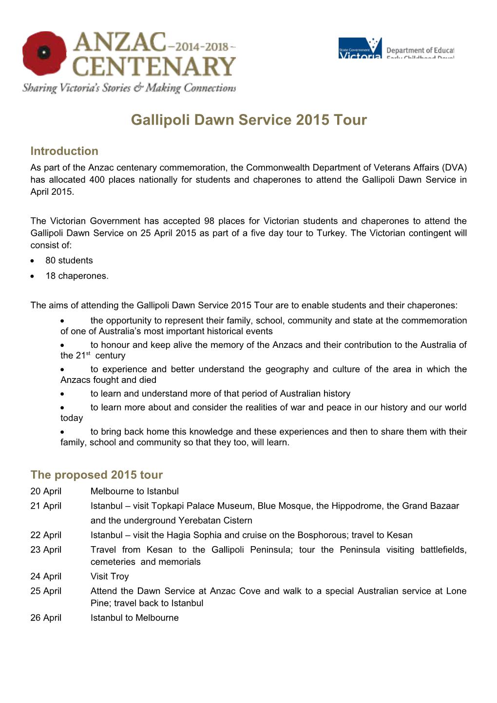 Gallipoli Dawn Service 2015 Tour