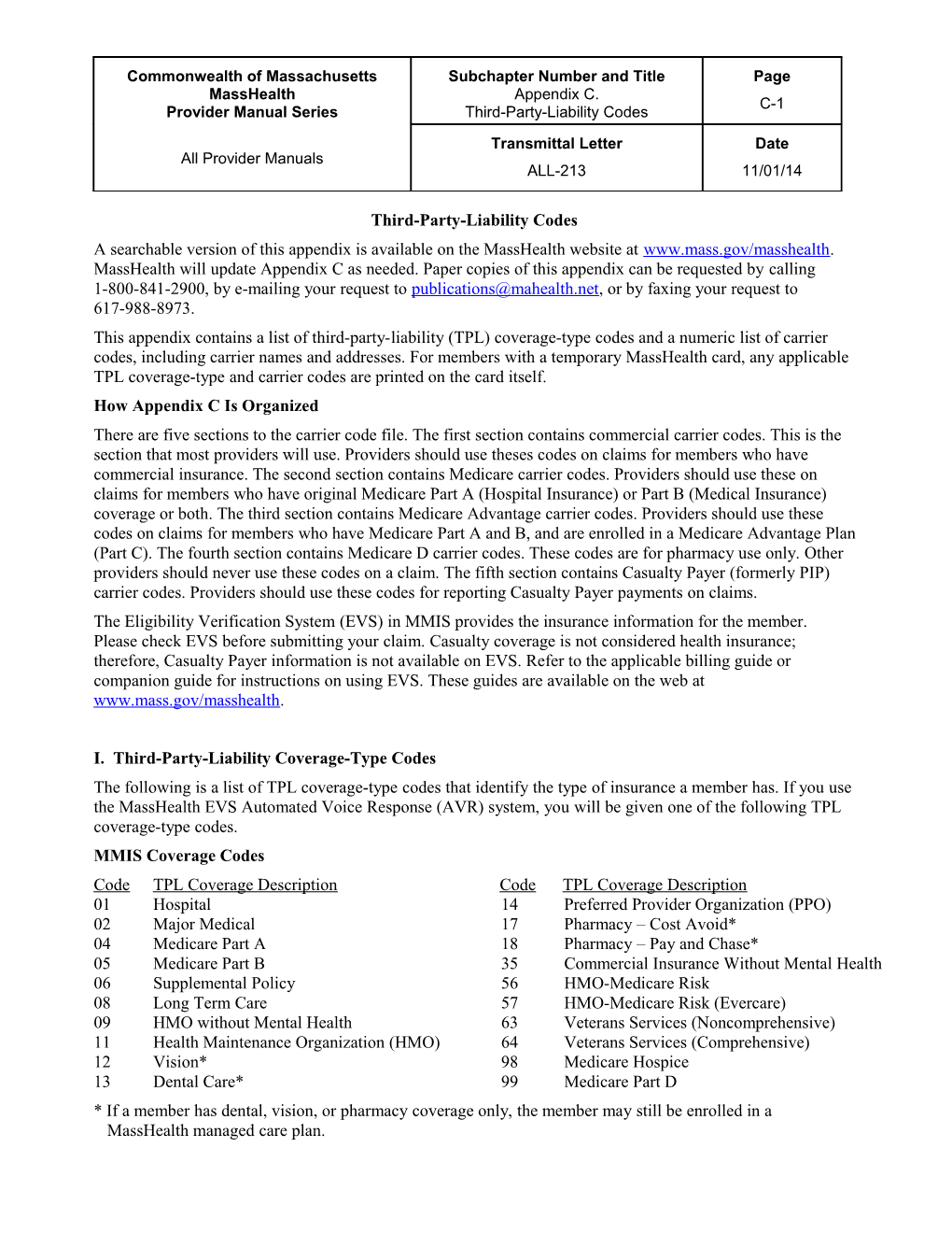 Third-Party-Liability Codes