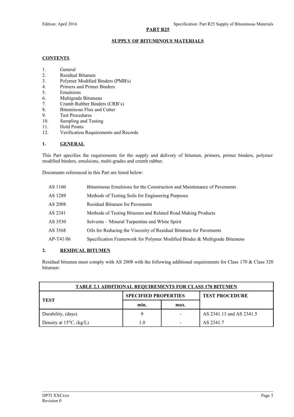 Supply of Bituminous Materials