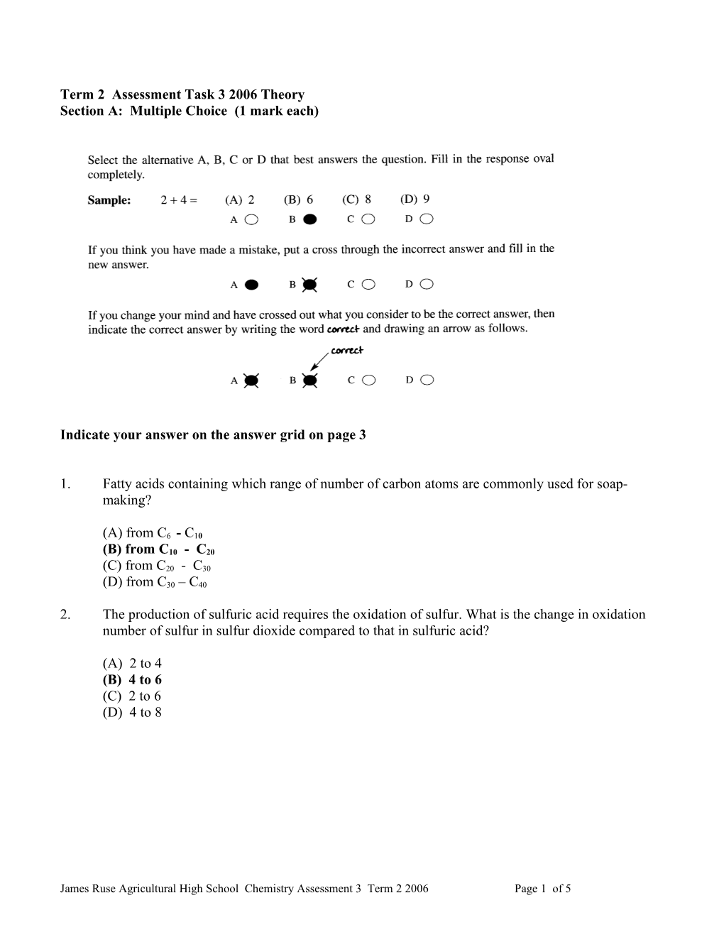 Term 2 Assessment Task 2006 Theory
