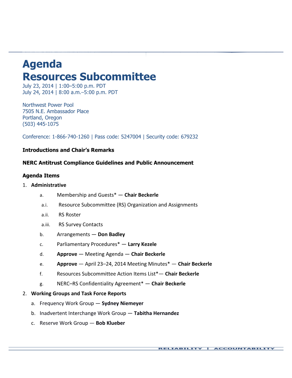 RS Agenda - July 23-24, 2014 (Portland, OR)