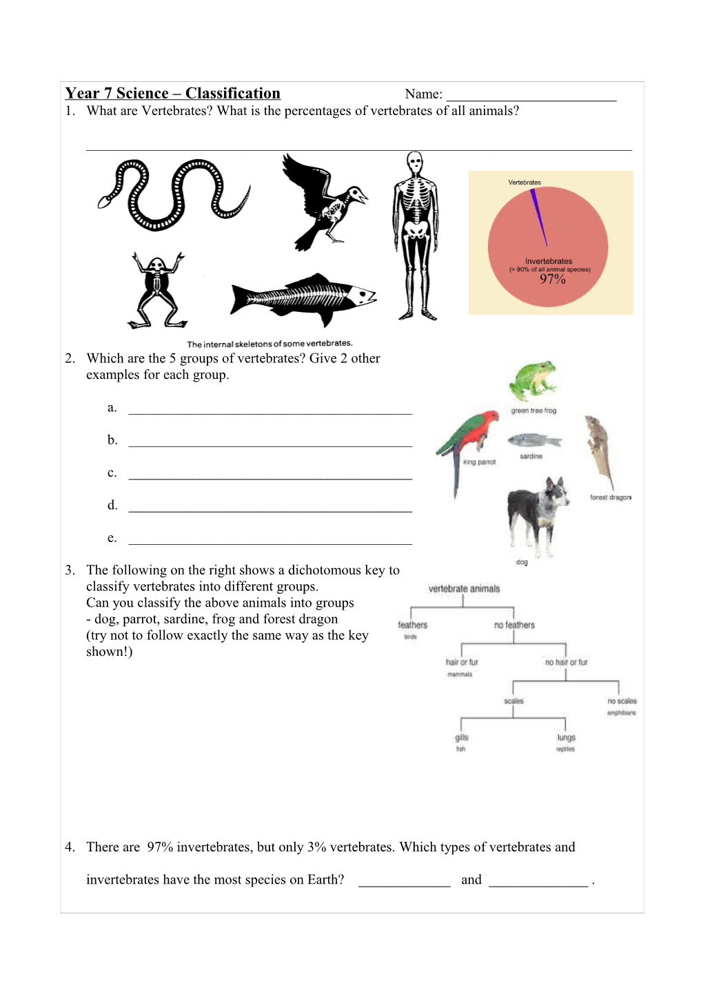 Year 7 Science Classification