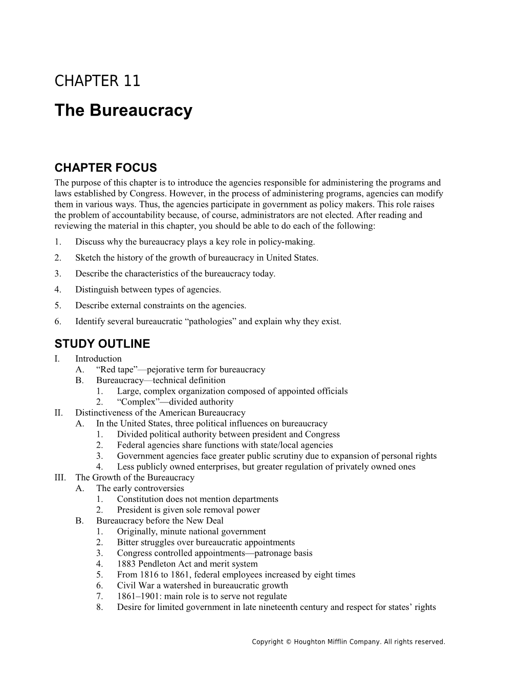 Chapter 11: the Bureaucracy 1