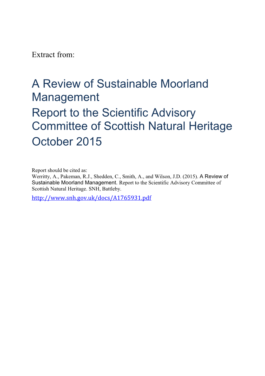 A Review of Sustainable Moorland Management