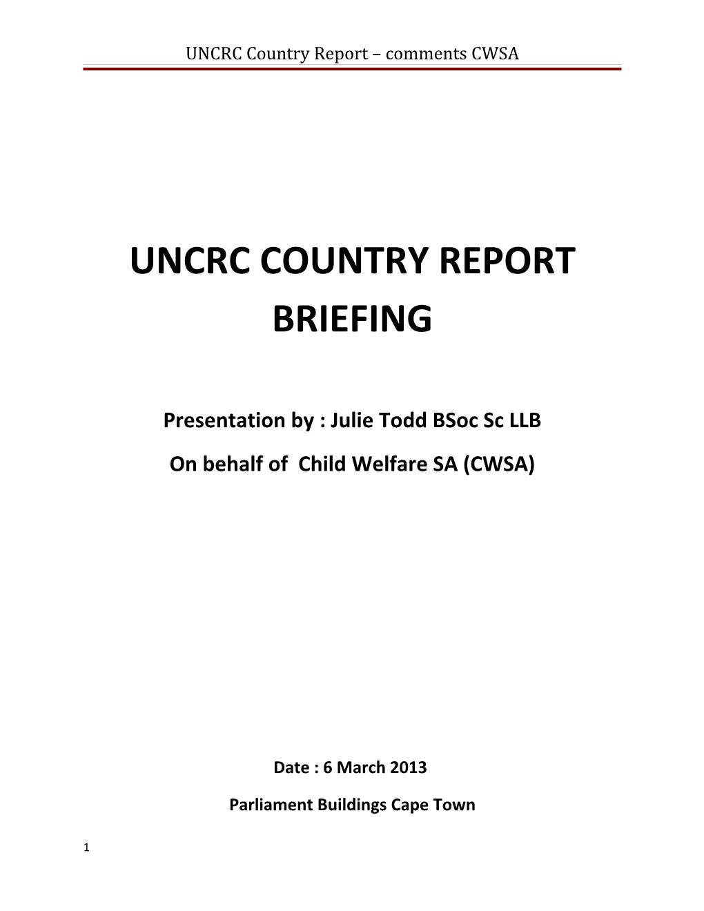 Uncrc Country Report Briefing