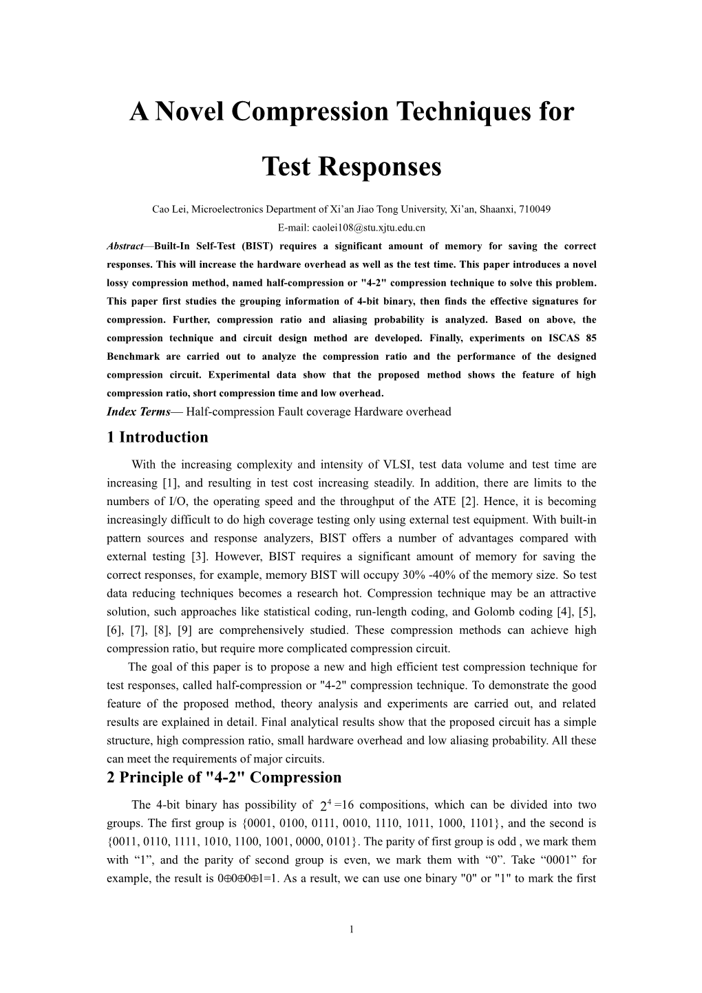 A Noval Compression Techniques for Test Responses
