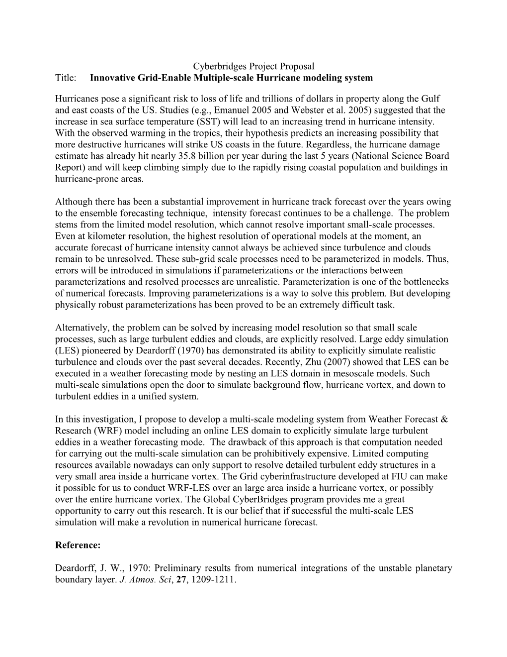 Proposed Project Title: Tropical Cyclone Wind Dynamics at Landfall