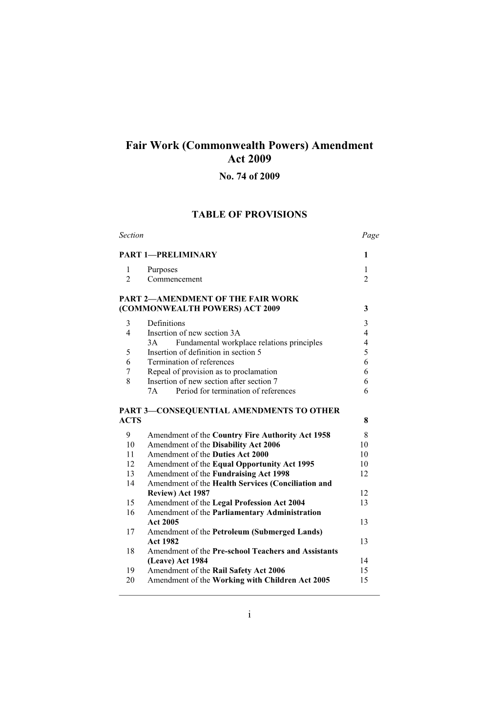 Fair Work (Commonwealth Powers) Amendment Act 2009