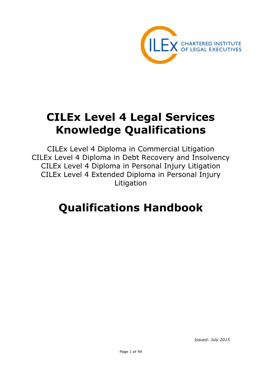 Cilex Level 4 Legal Services Knowledge Qualifications