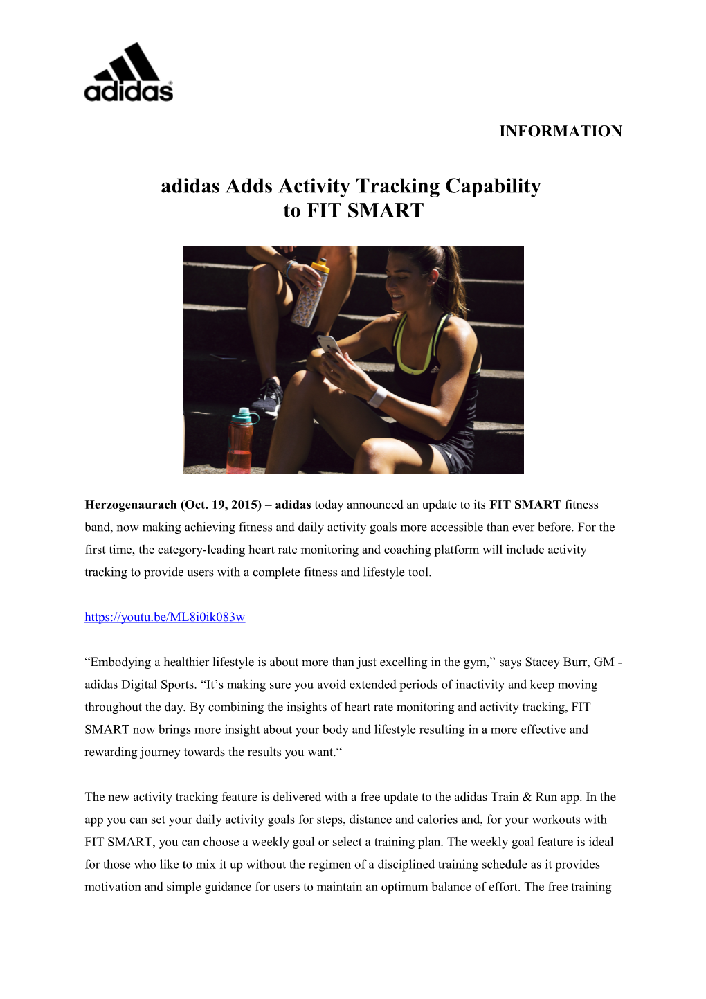 Adidas Adds Activity Tracking Capability to FITSMART