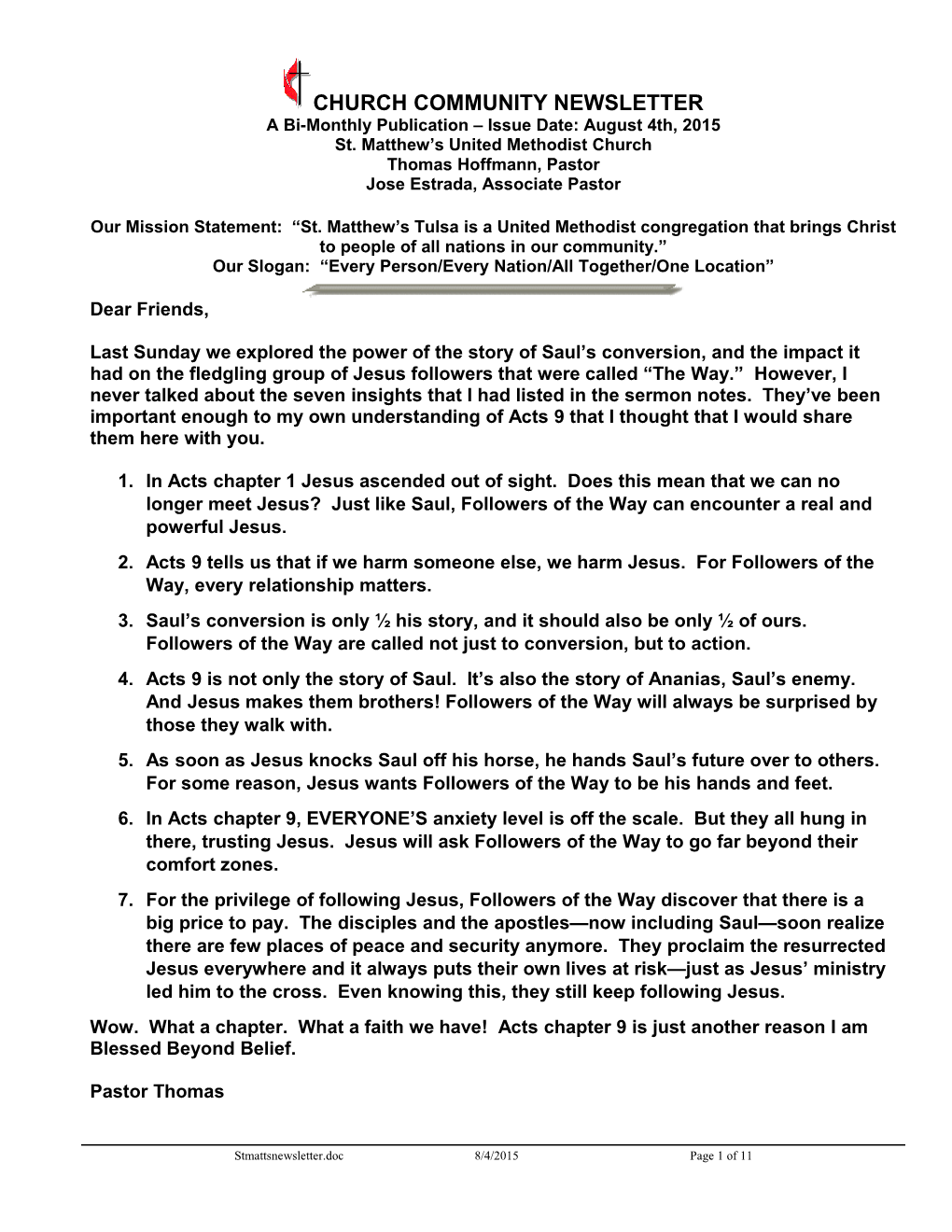 Church Community Newsletter