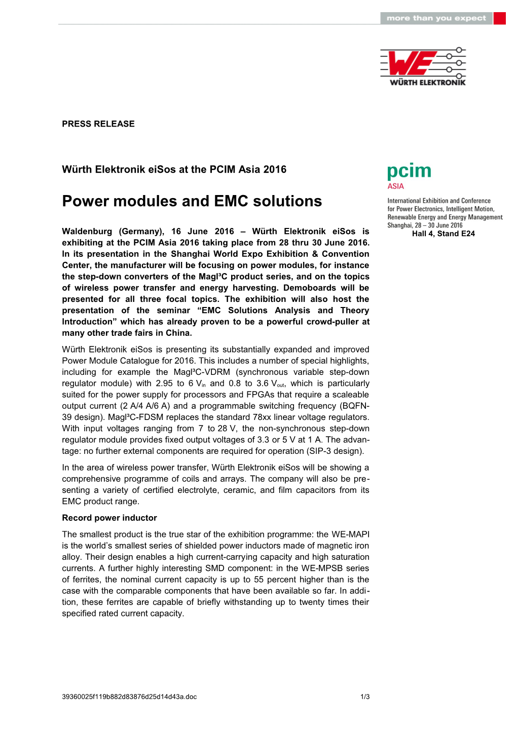 Power Modulesand EMC Solutions