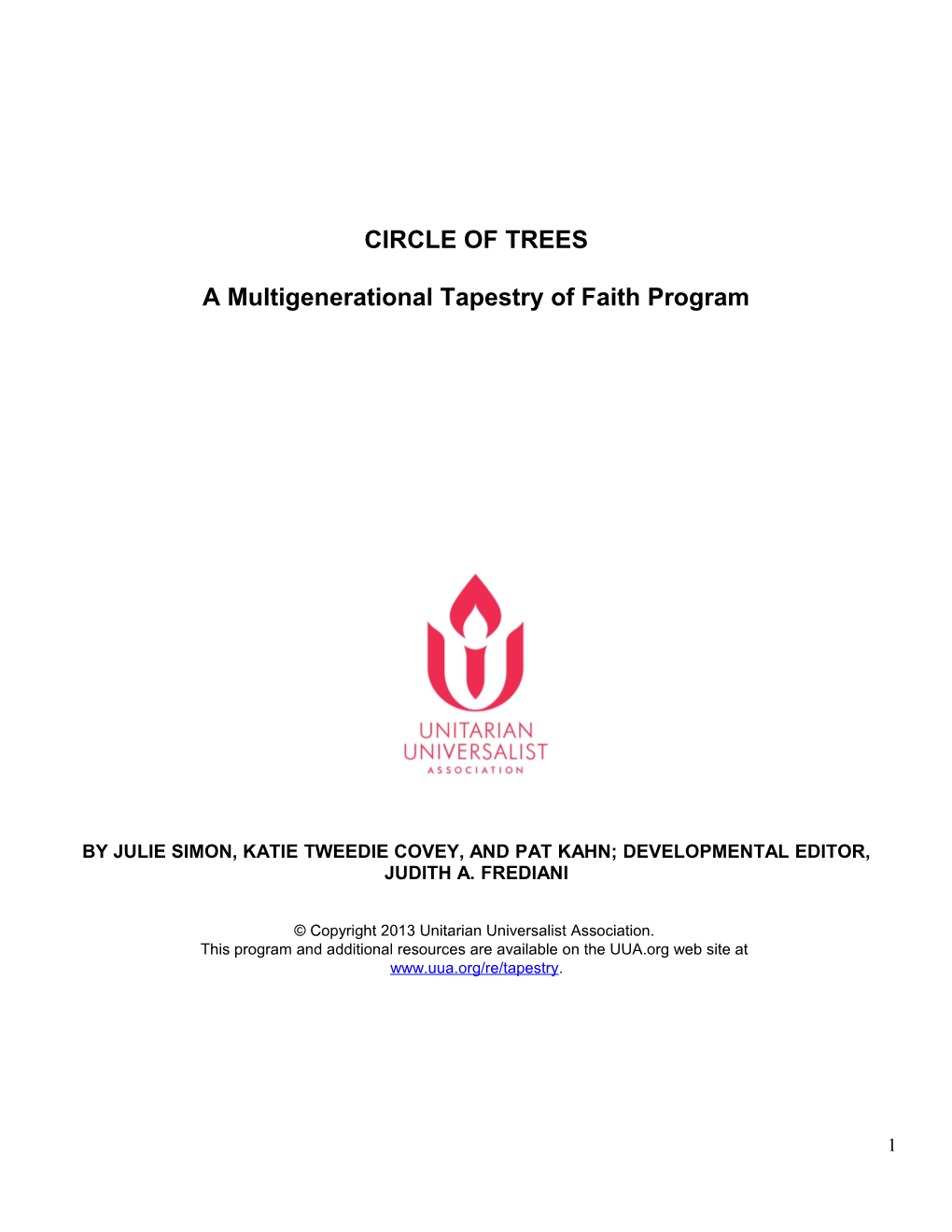 CIRCLE of TREES a Multigenerational Tapestry of Faith Program