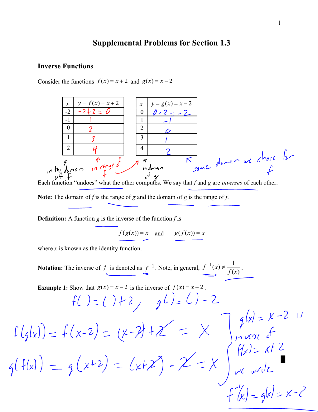 Supplemental Problems for Section 1.3