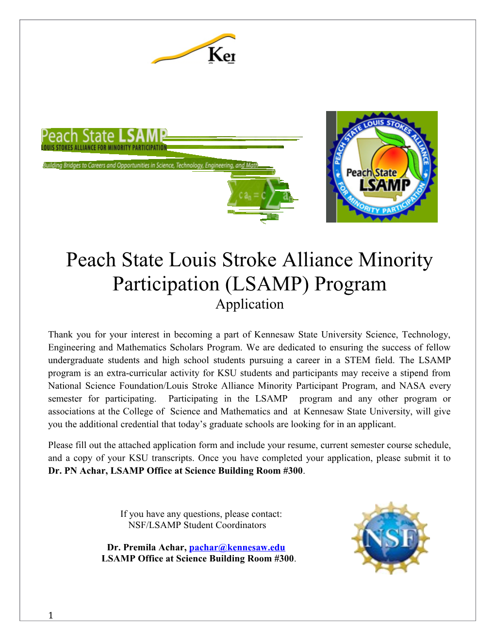 Peach State Louis Stroke Alliance Minority Participation (LSAMP) Program