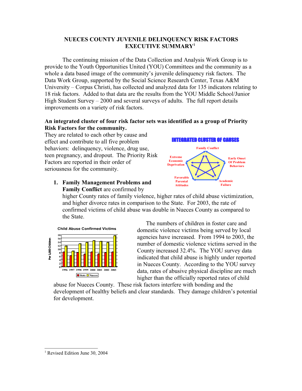 Nueces County Juvenile Delinquency Risk Factors Executive Summary