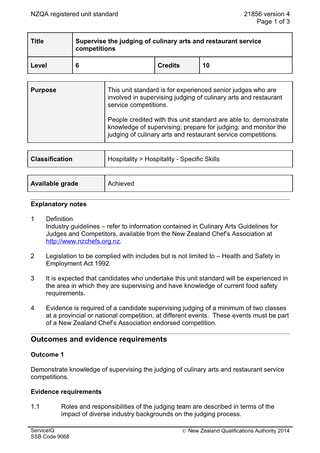 21856 Supervise the Judging of Culinary Arts and Restaurant Service Competitions