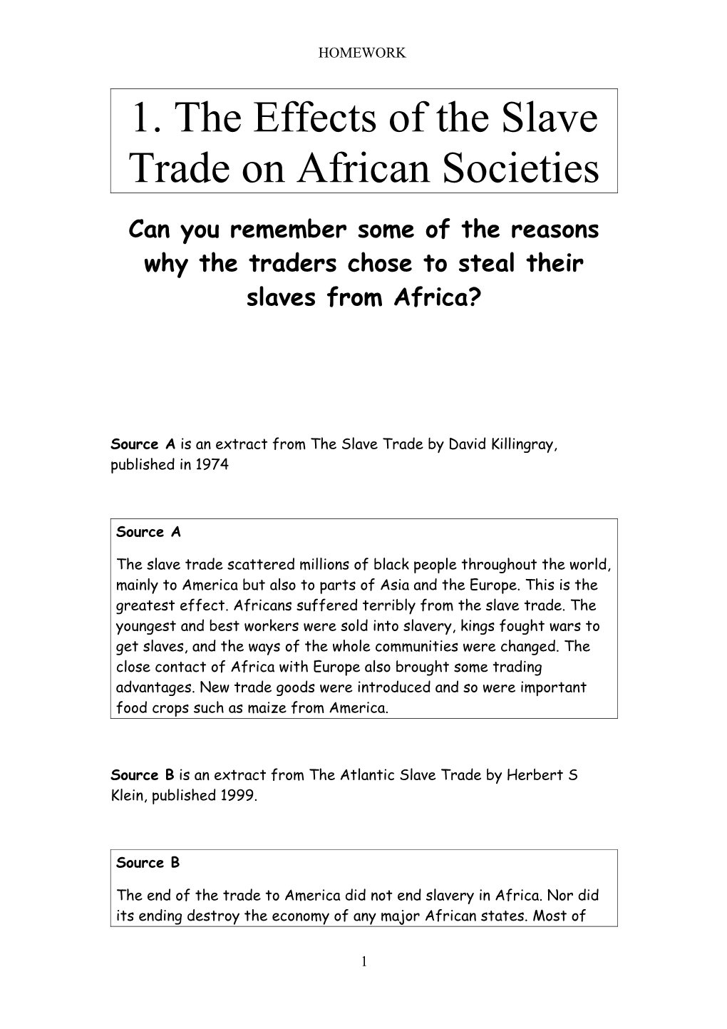 The Effects of the Slave Trade on African Societies