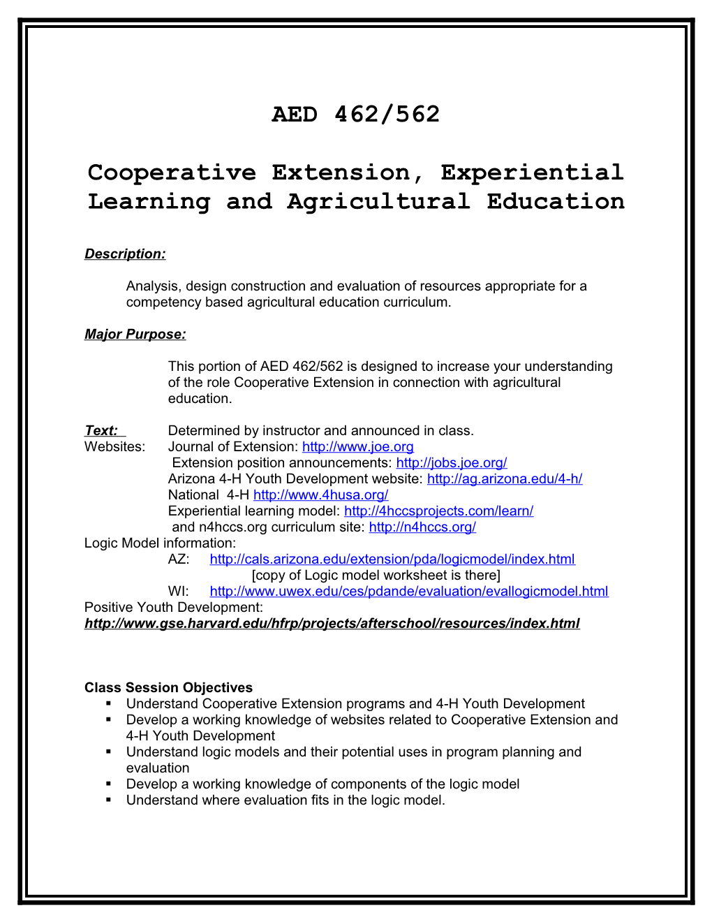 Cooperative Extension, Experiential Learning and Agricultural Education