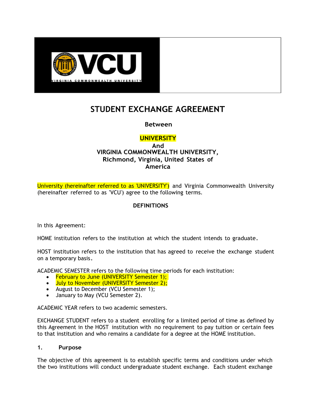 Student Exchangeagreement