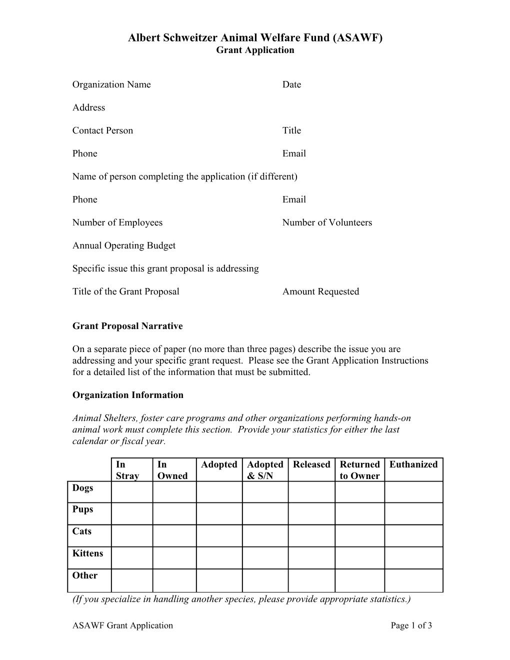 Albert Schweitzer Animal Welfare Fund (ASAWF)