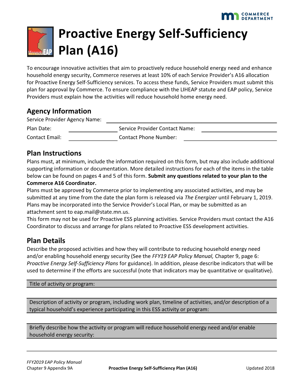 Proactive Energy Self-Sufficiency Proposal (A16)