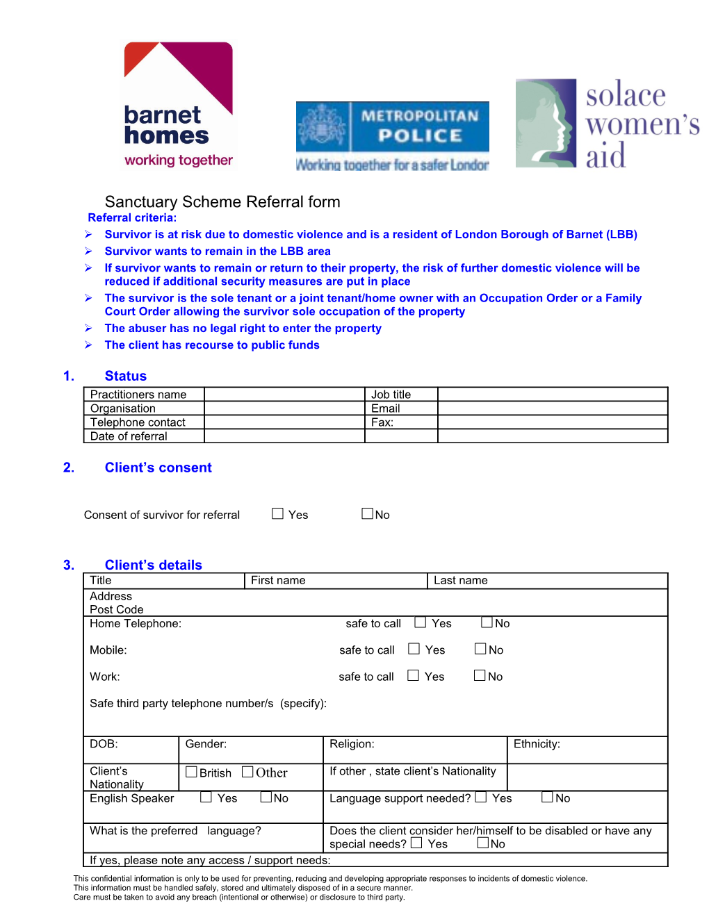 Sanctuary Scheme Referral Form