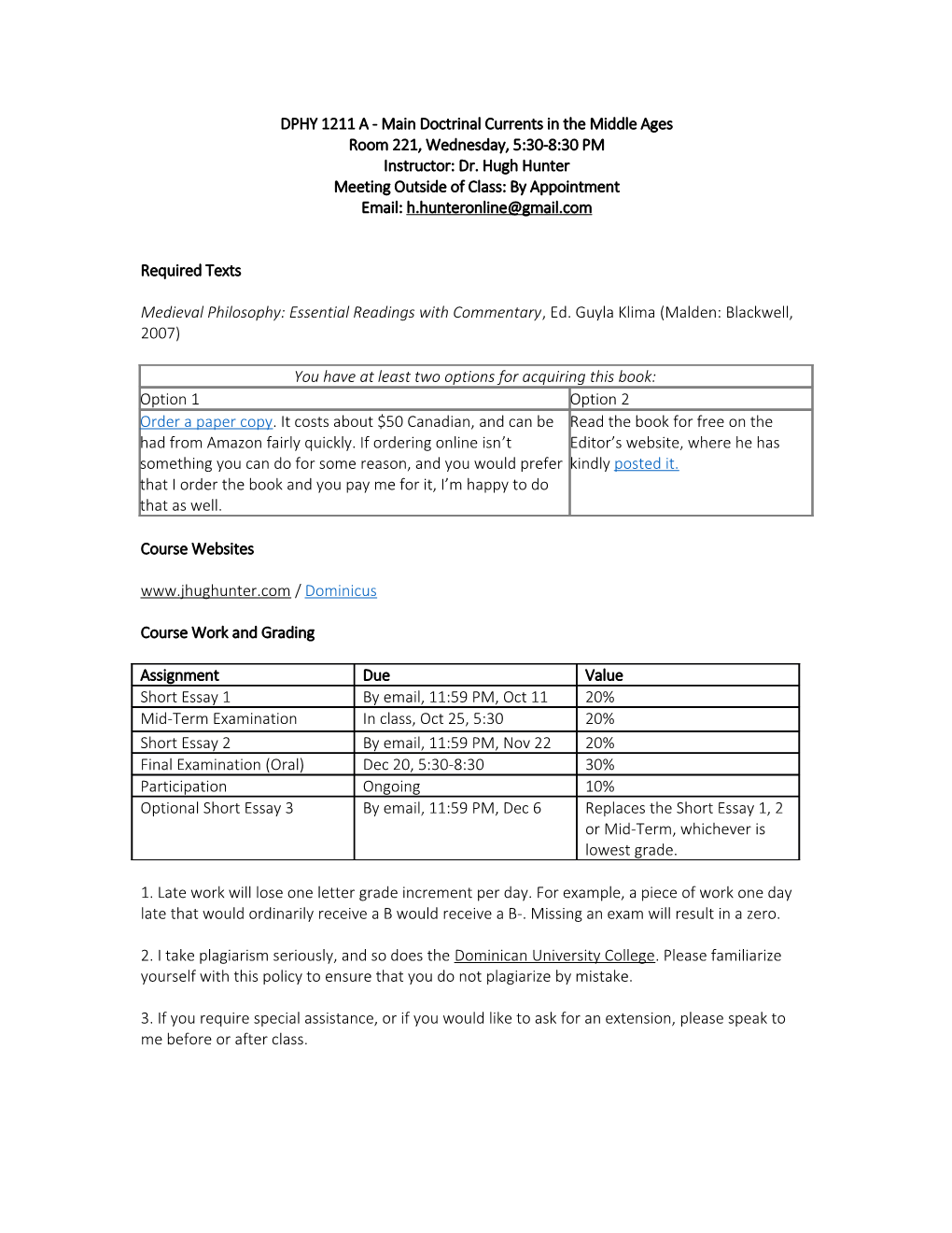 DPHY 1211 a - Main Doctrinal Currents in the Middle Ages