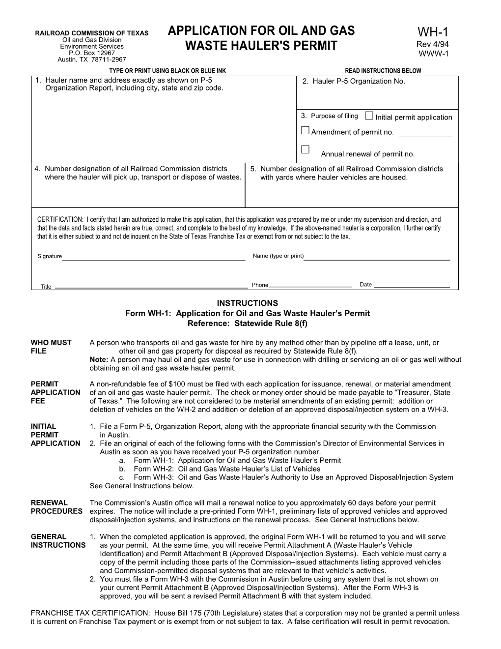 Initial Permit Application